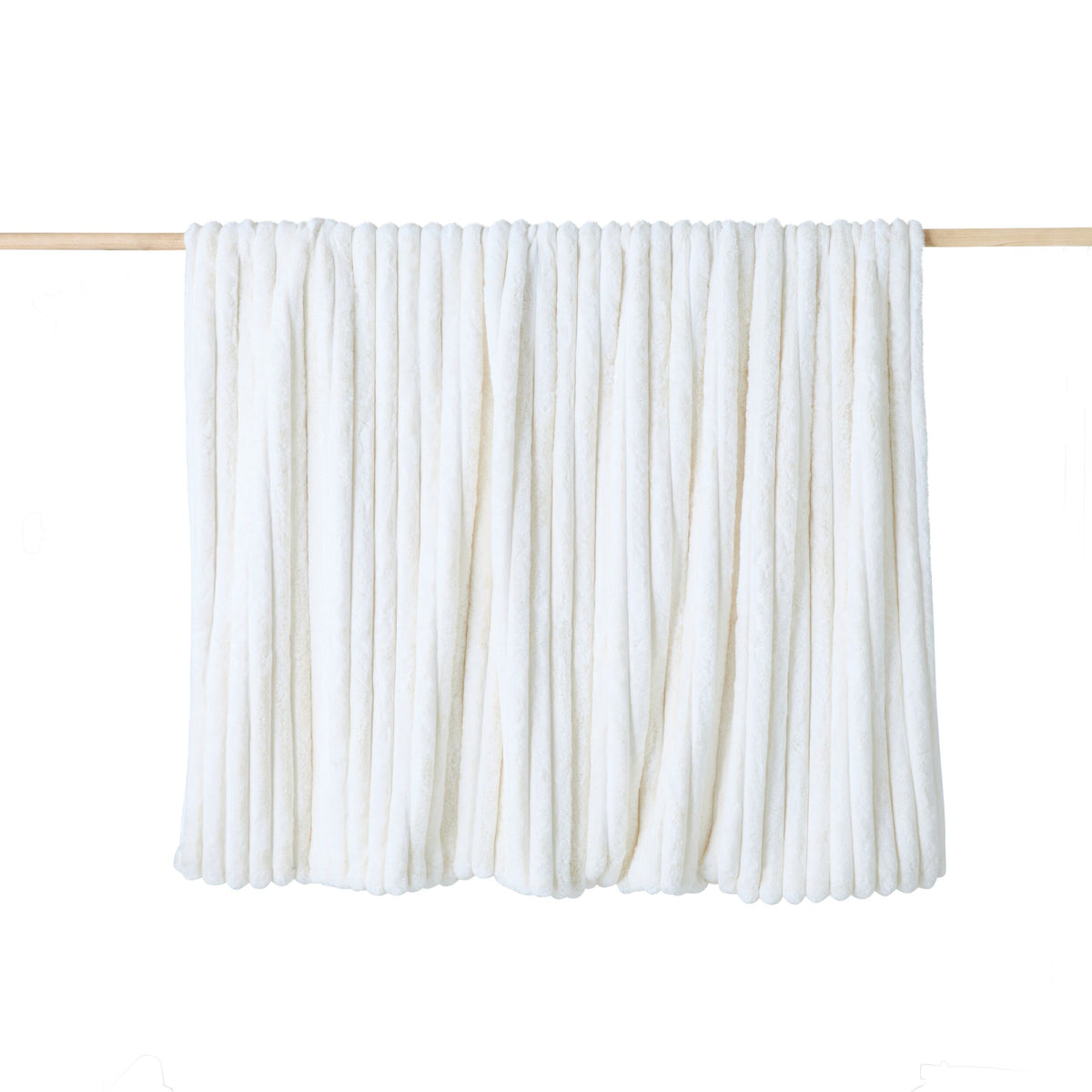 Luxe Rib Faux Fur Blanket Antique White 150x200cm