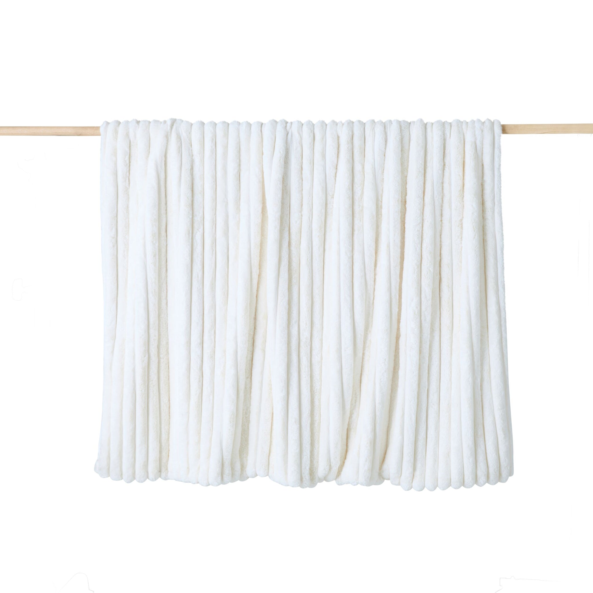 Luxe Rib Faux Fur Blanket Antique White 150x200cm