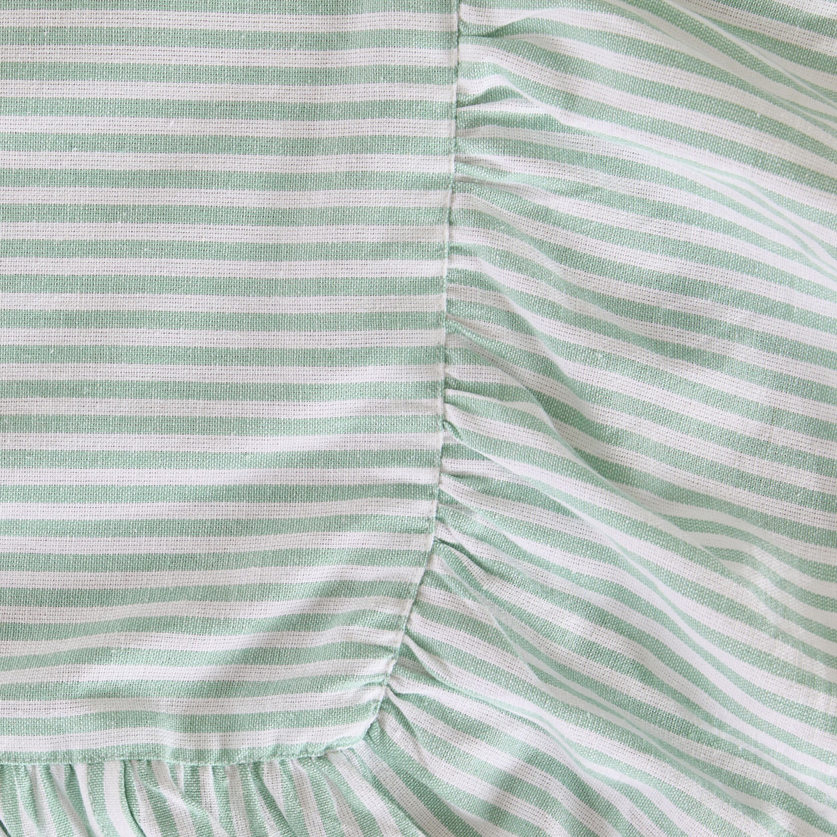 Marais Ruffle Stripe Tablecloth Pine Green