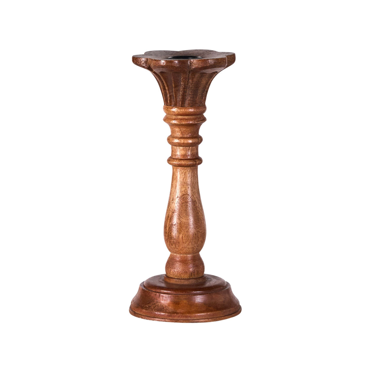 Sati Scalloped Wooden Candle Holder Small