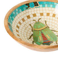 Mystic Scarab Mango Wood Round Bowl 23.5cm