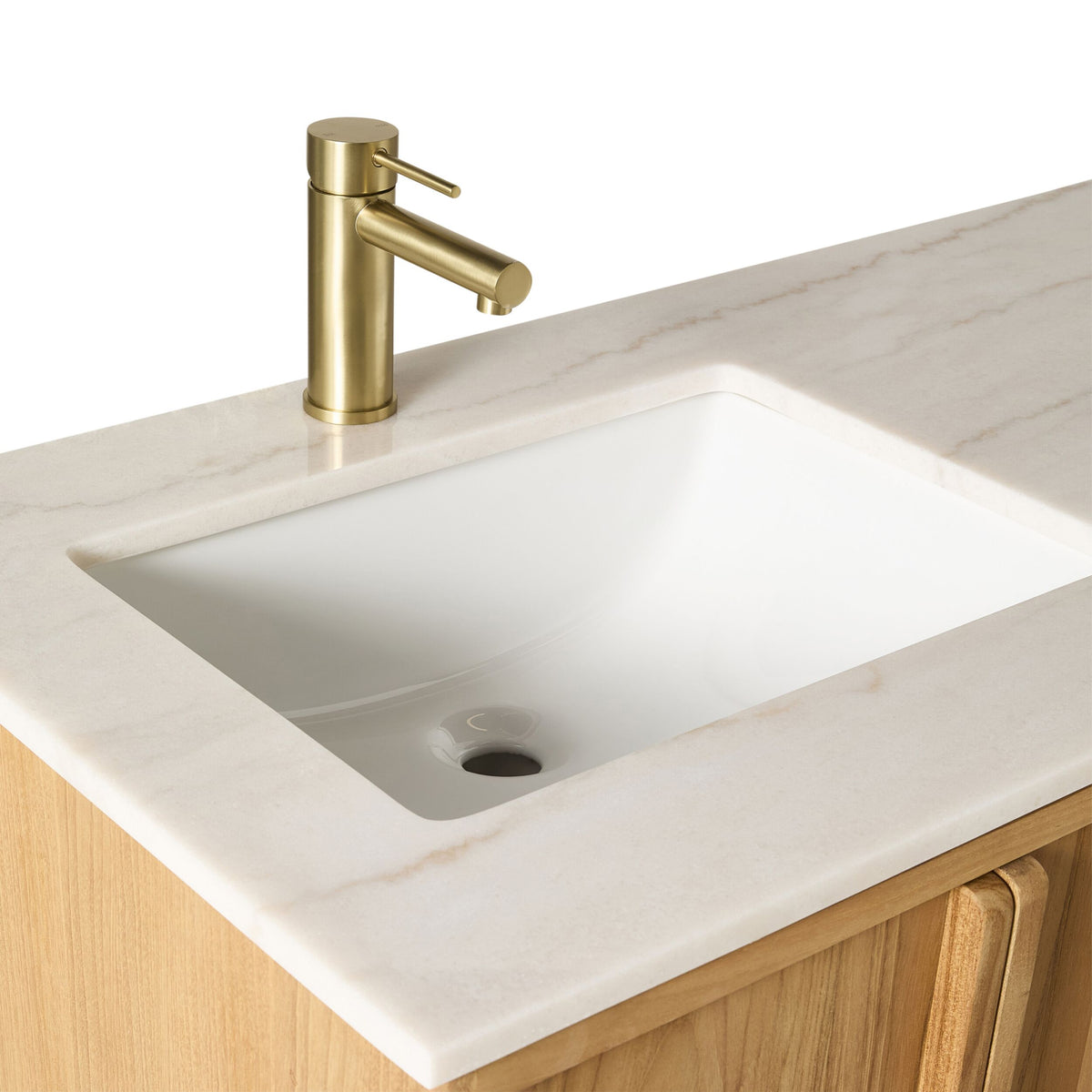 Remi Double Bathroom Vanity Teak with Stone Top 1510mm Package