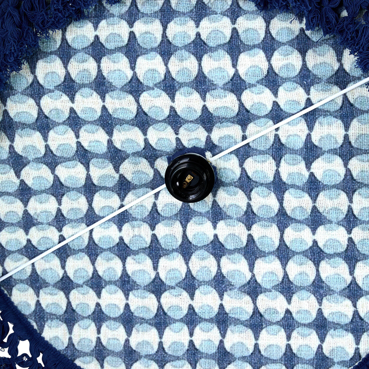 Fiesta Fringed Cotton Pendant Blue 75cm - SHADE ONLY