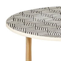 Aria Bone Inlay Round Coffee Table Small Black and White