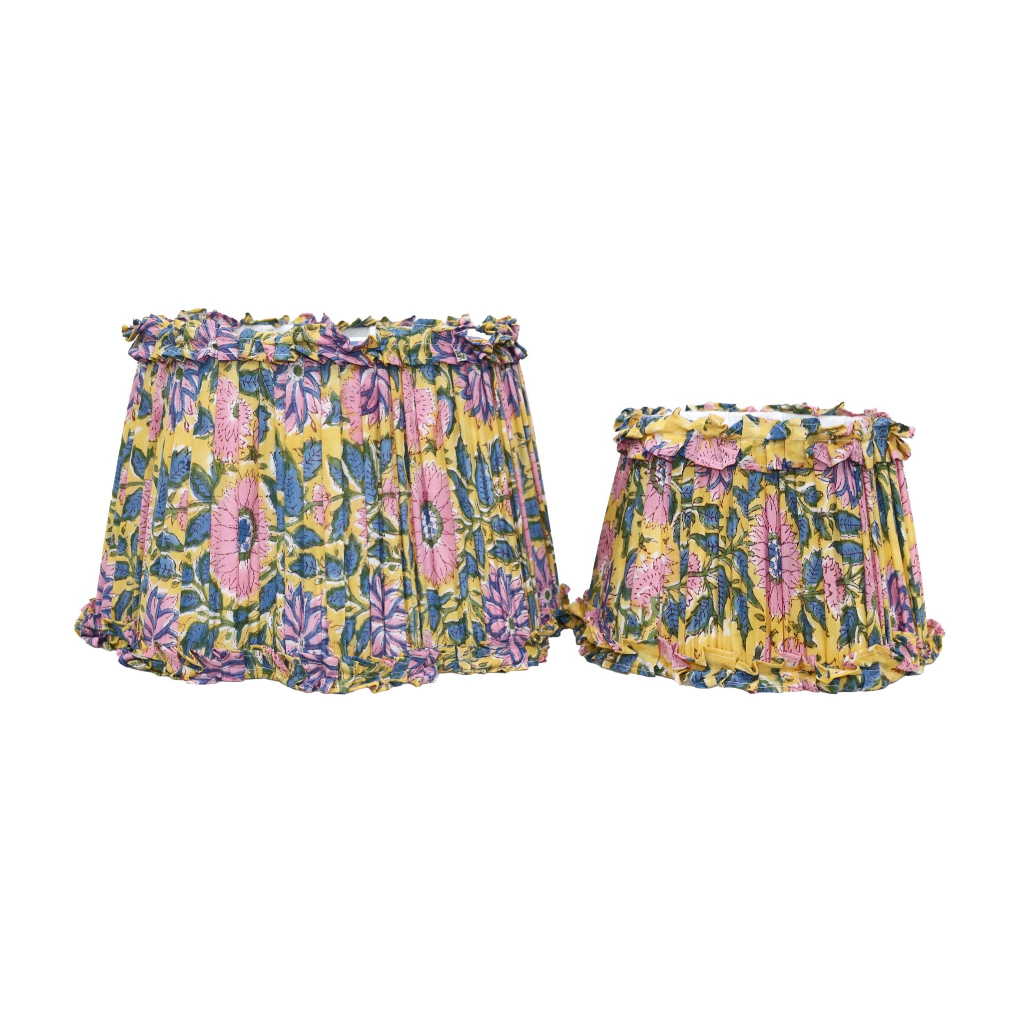 Loni Scallop Tapered Shade Mustard Floral 25cm