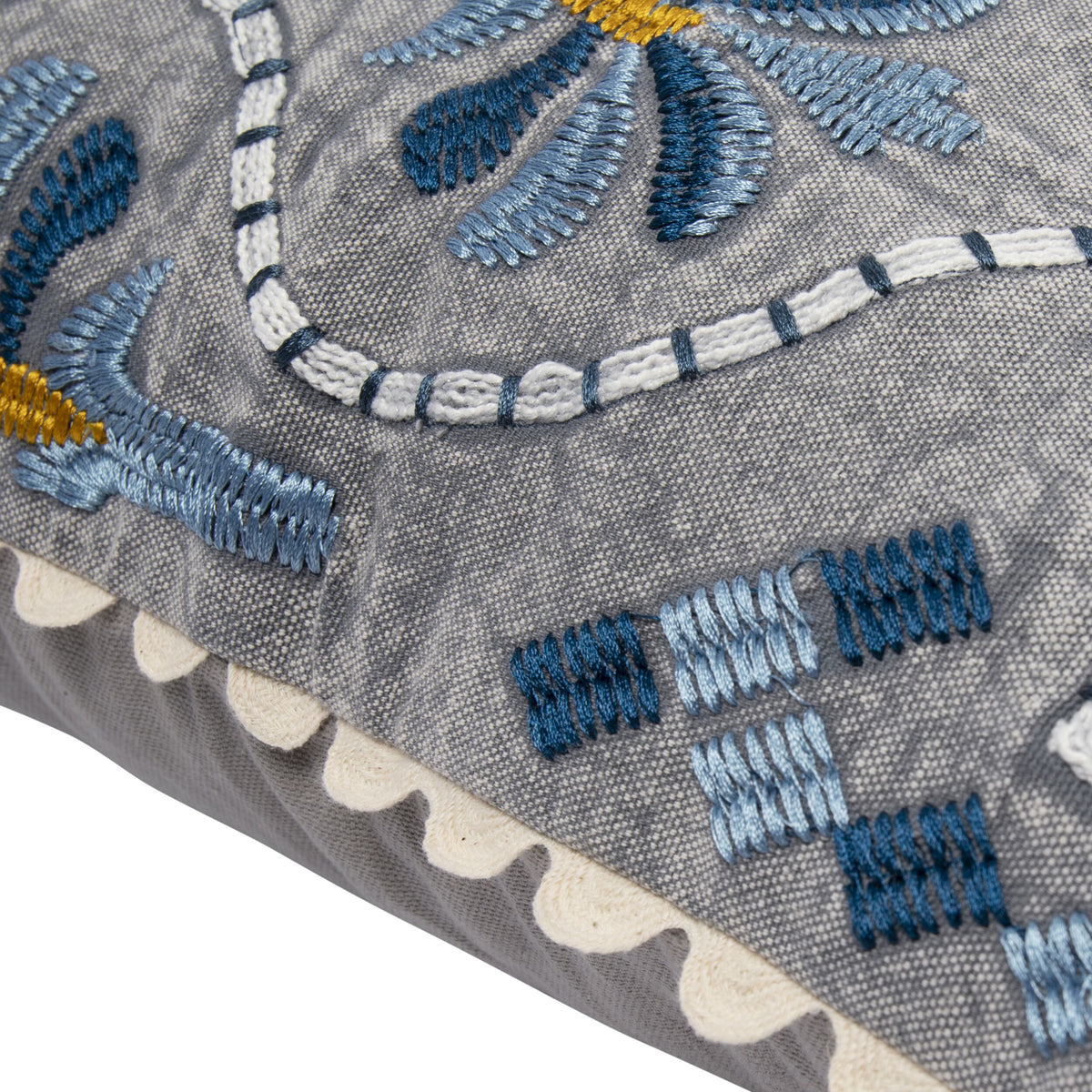 Luma Tile Embroidered Cushion Sky Blue 60x40cm