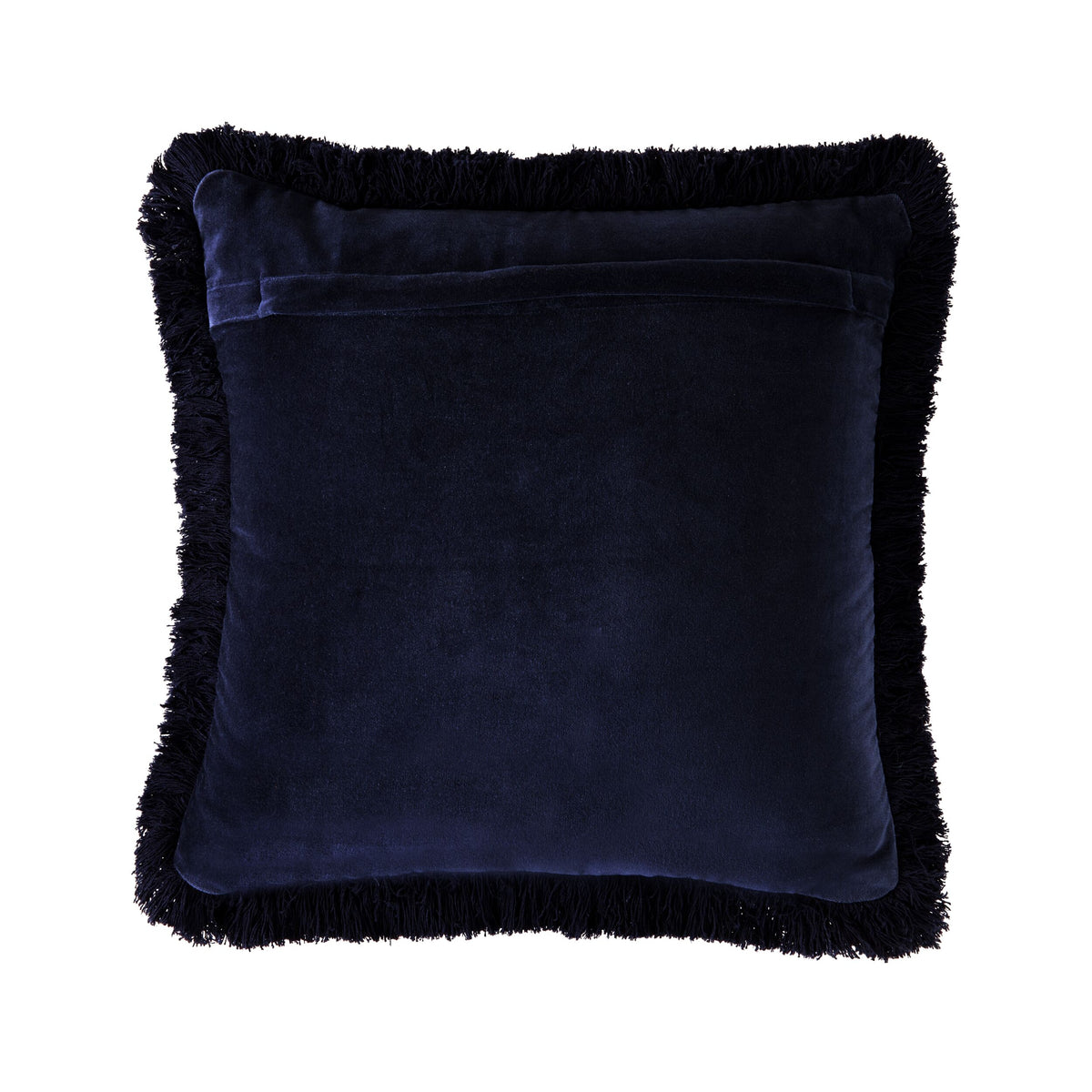 Casa Fringed Velvet Cushion Navy 50x50cm