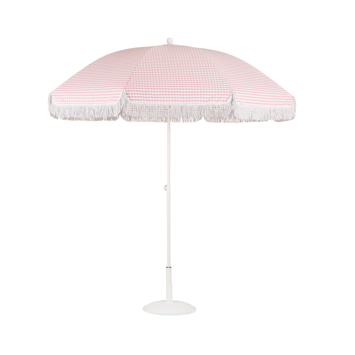 Amalfi Umbrella with Tassles Pink/White Gingham
