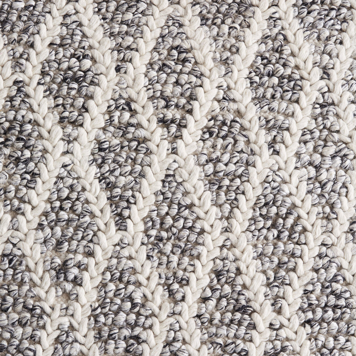 Braided Diamond Hand Woven Grey & Cream Wool Rug 400x300cm