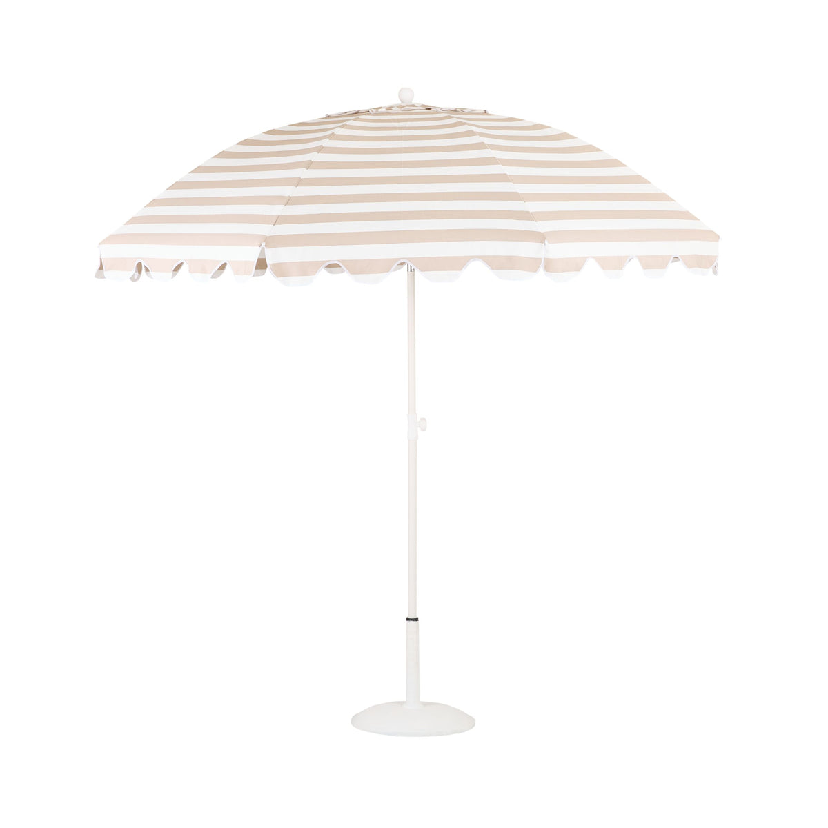 Amalfi Umbrella Scallop Edge Taupe/White Stripe
