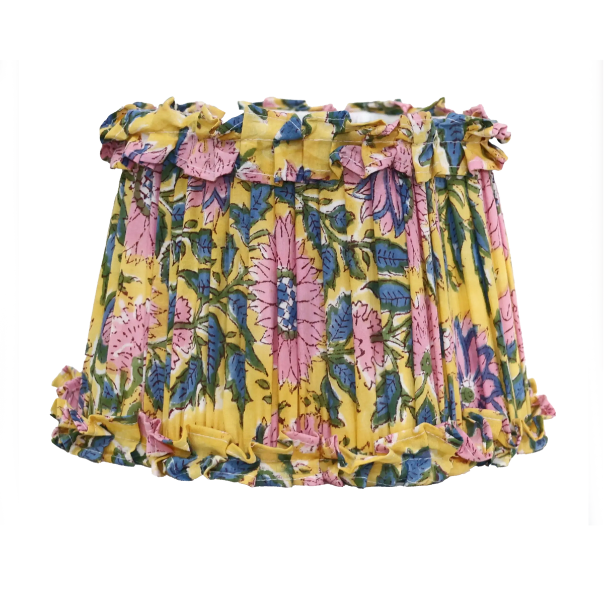 Loni Scallop Tapered Shade Mustard Floral 25cm