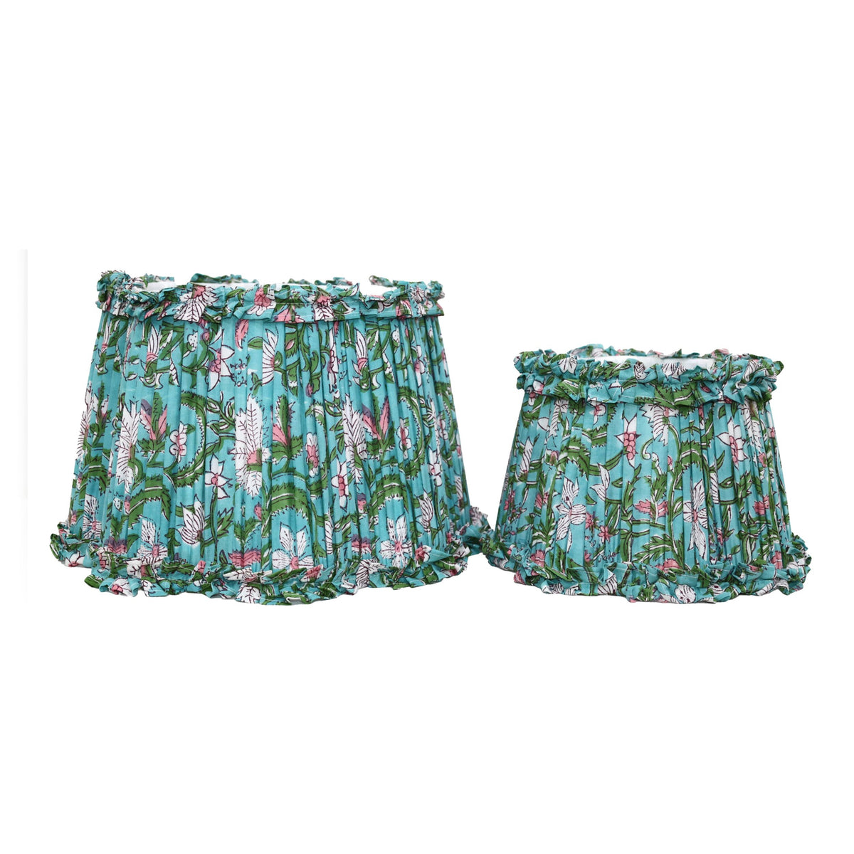 Loni Scallop Tapered Shade Aqua Floral 35cm