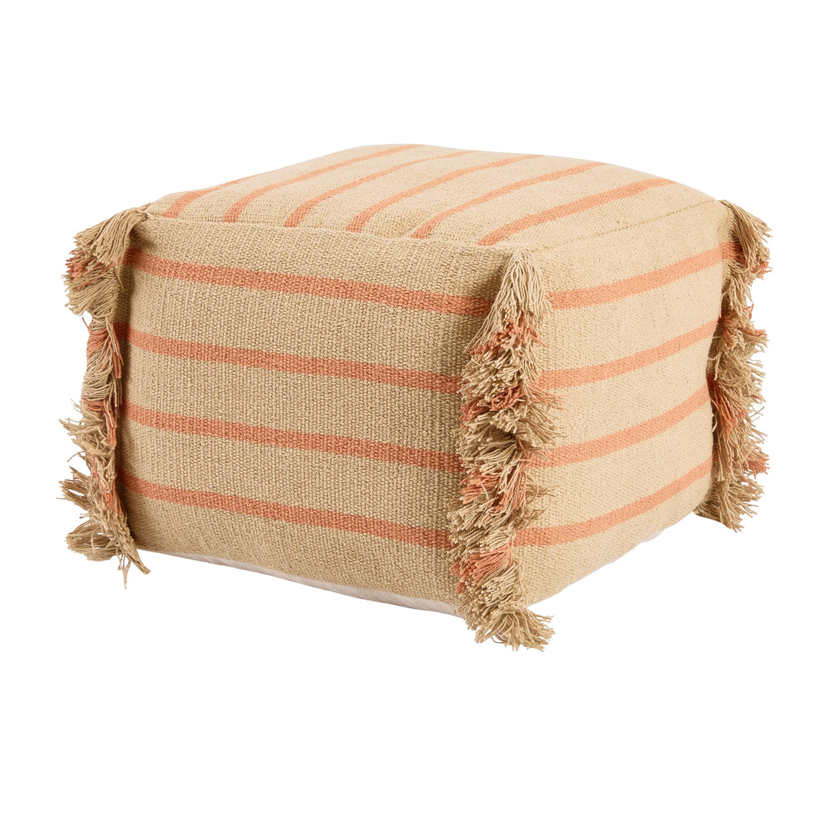 Arizona Square Fringed Pouf Natural