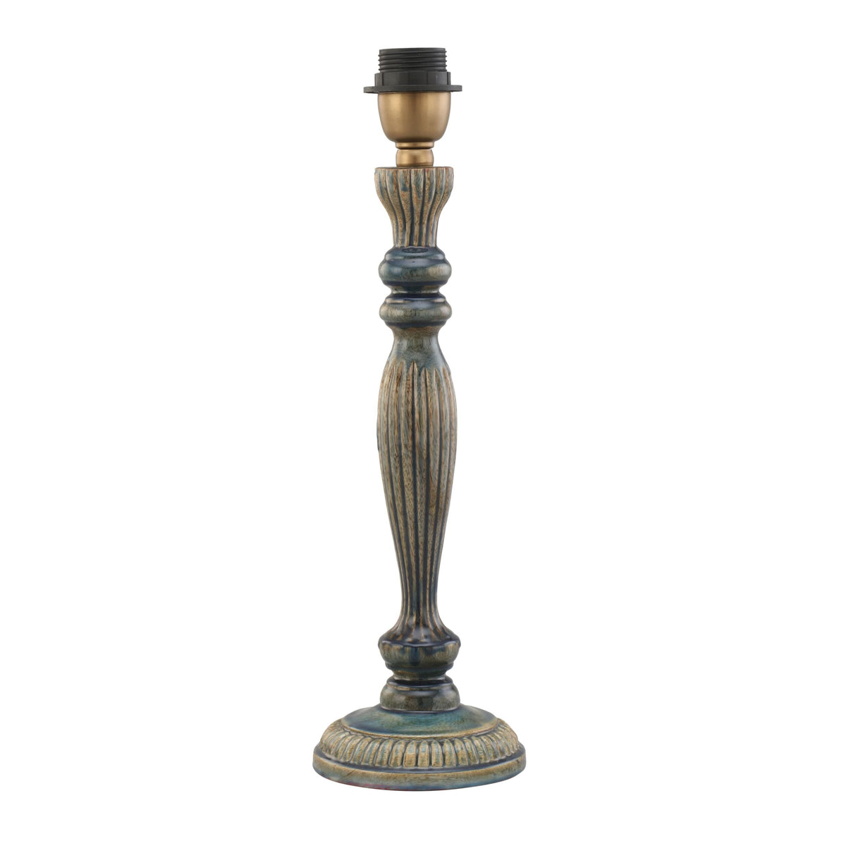 Zarina Meena Teal Blue Wooden Table Lamp Base 13x13x36cm