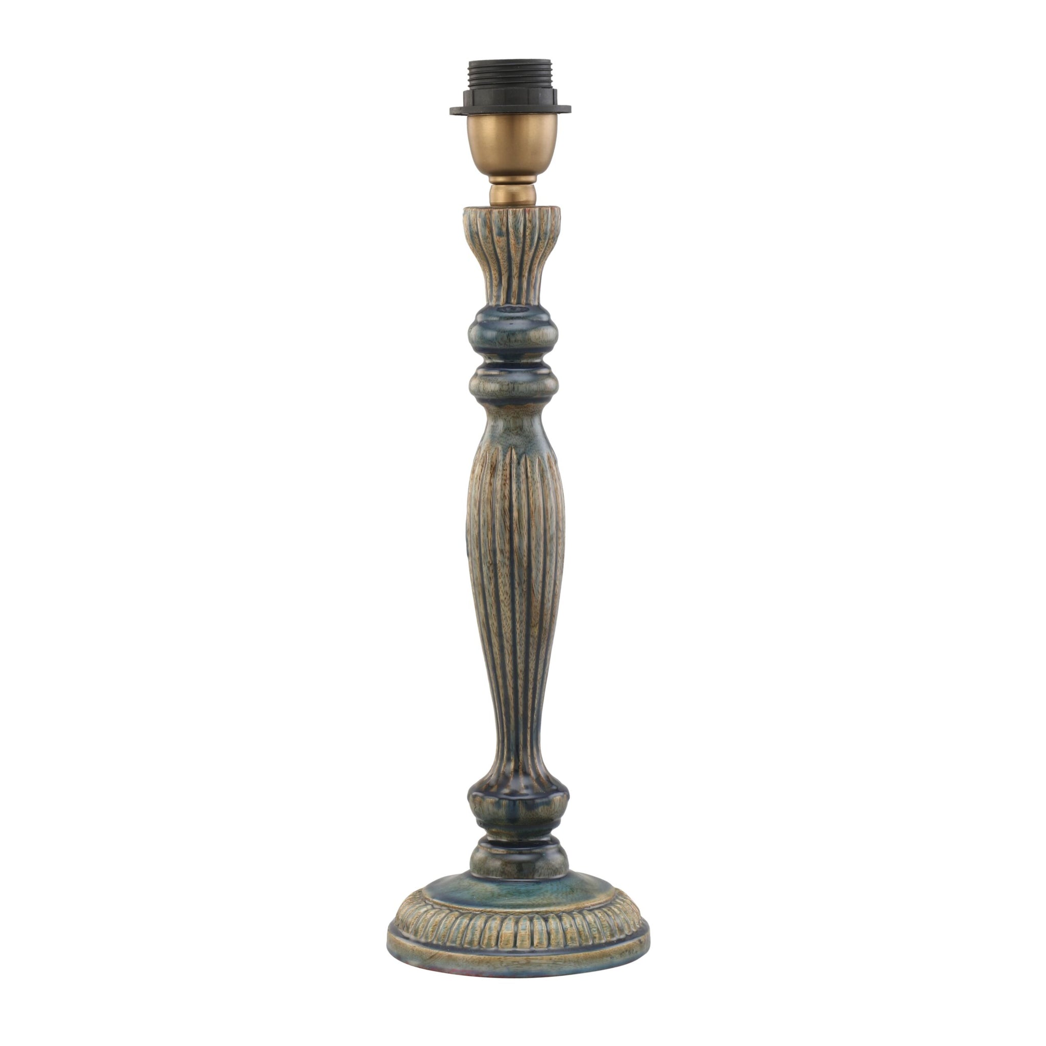 Zarina Meena Teal Blue Wooden Table Lamp Base 13x13x36cm