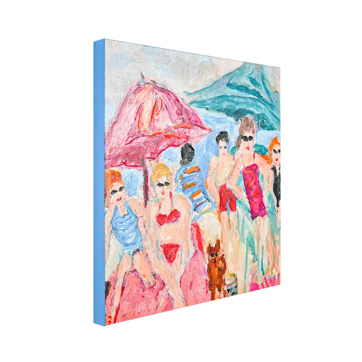 Bathing Ladies I Textured Framed Artwork 70x70cm