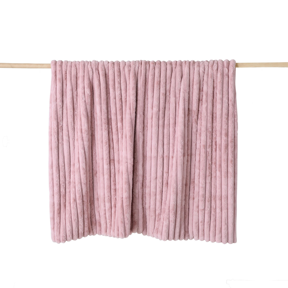 Luxe Rib Faux Fur Blanket Blush150x200cm