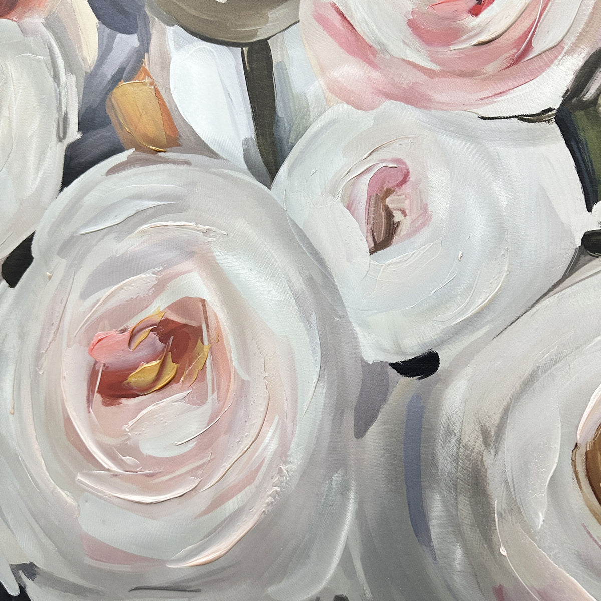 Metallic Rose Bouquet Framed Textured Print 120x60cm