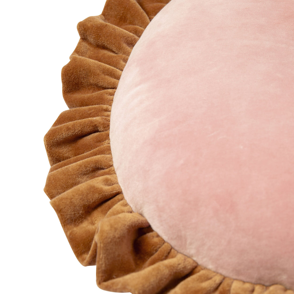 Wildkind Round Ruffle Velvet Cushion Honey Blush 40cm