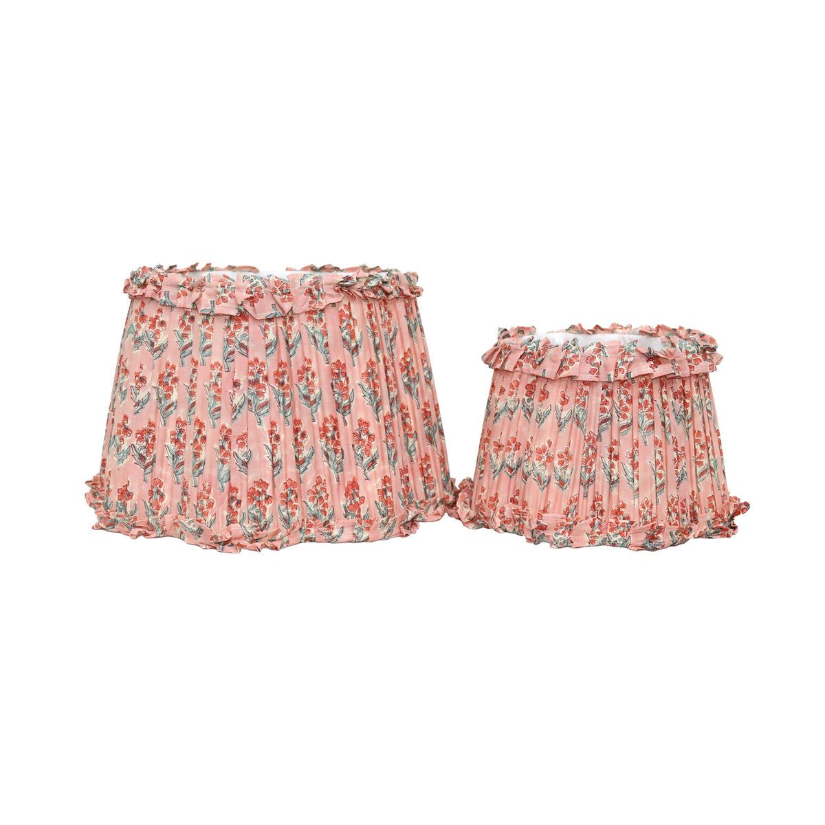 Loni Scallop Tapered Shade Peach Floral 35cm