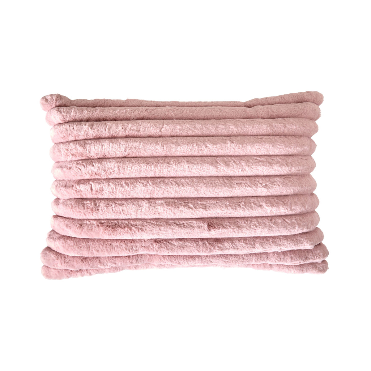 Luxe Rib Faux Fur Cushion Blush 55x35cm
