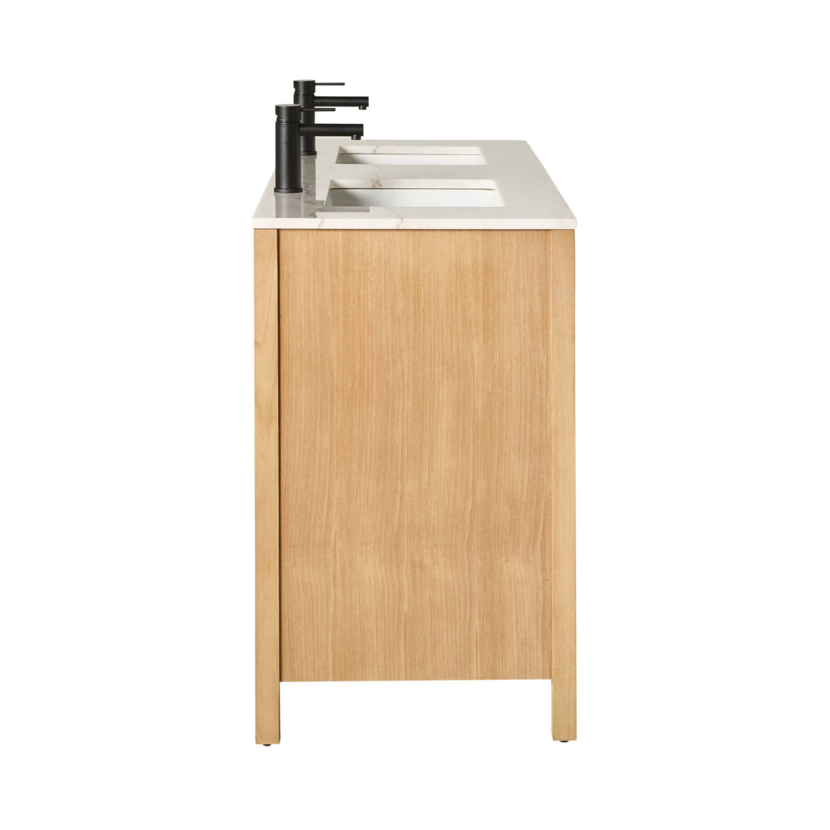 Oliver Double Bathroom Vanity Teak with Stone Top 1510mm Package