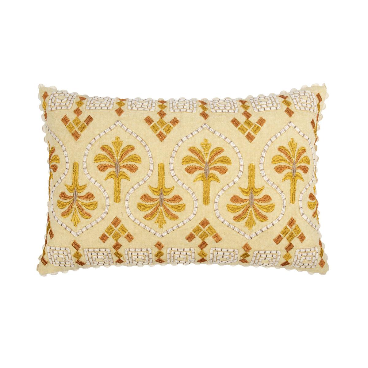 Luma Tile Embroidered Cushion Gold 60x40cm