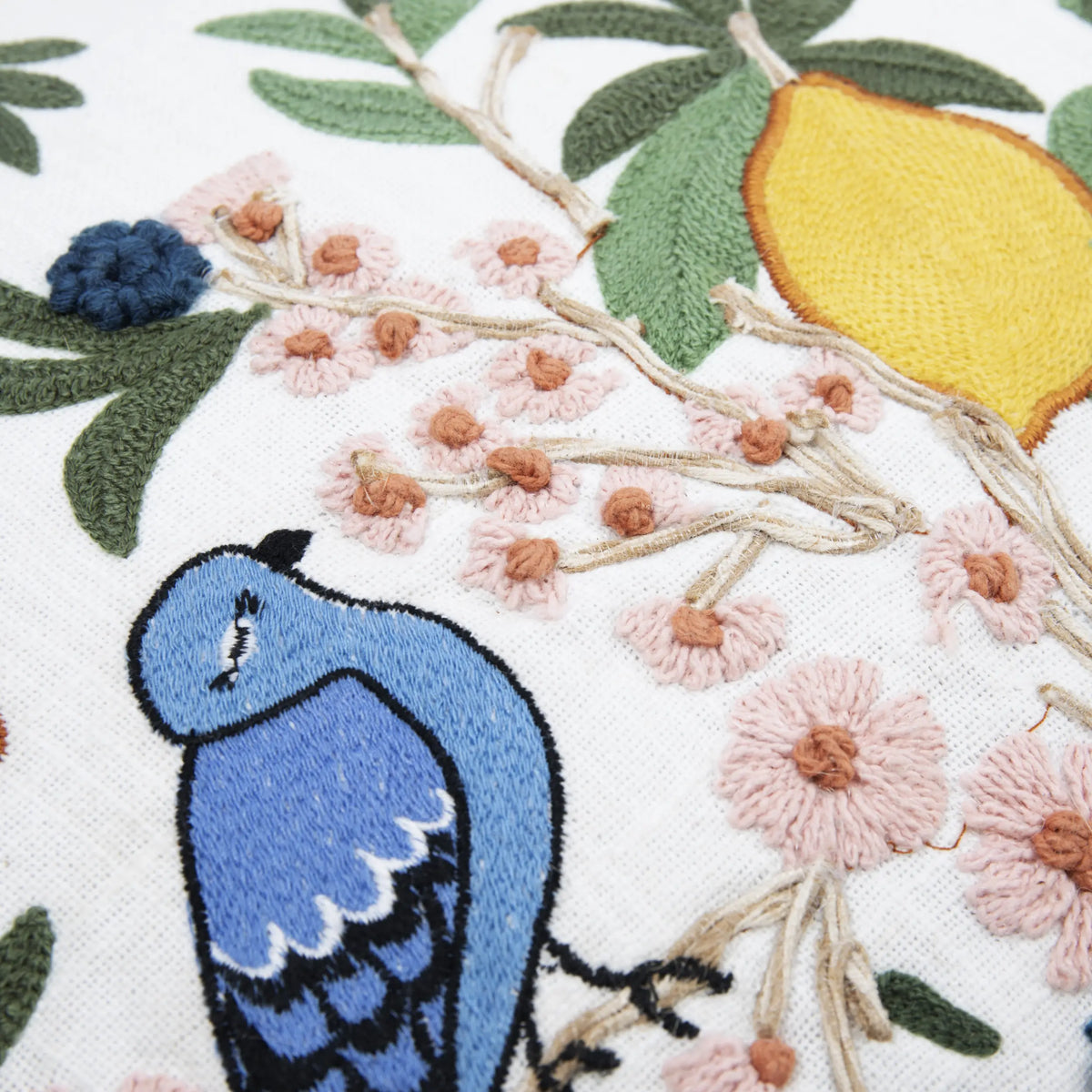 Stitch Bluebird Orchard Embroidered Cushion 40x60cm