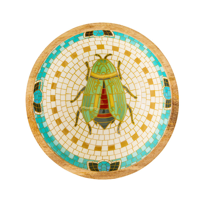 Mystic Scarab Mango Wood Round Bowl 23.5cm