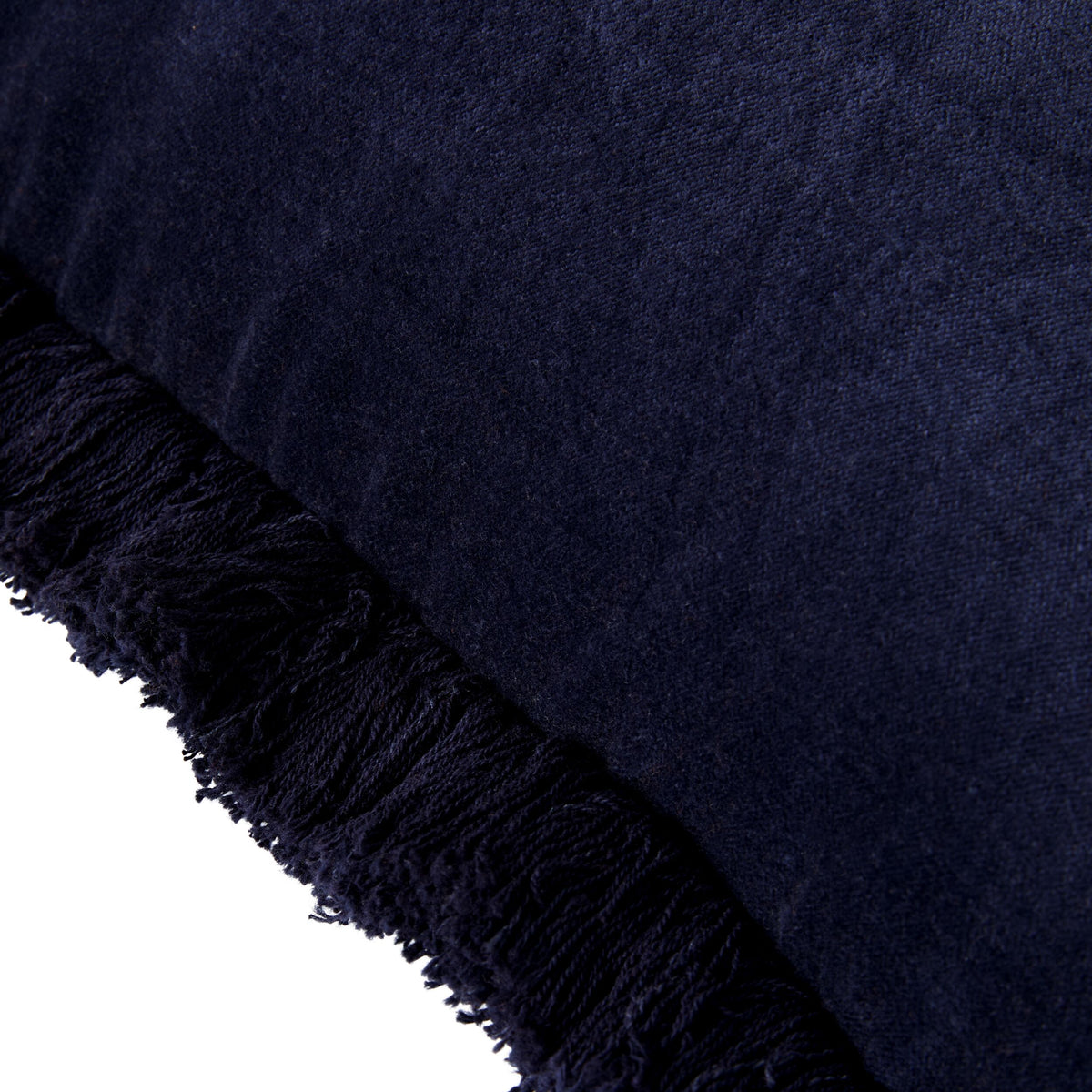 Casa Fringed Velvet Cushion Navy 50x50cm
