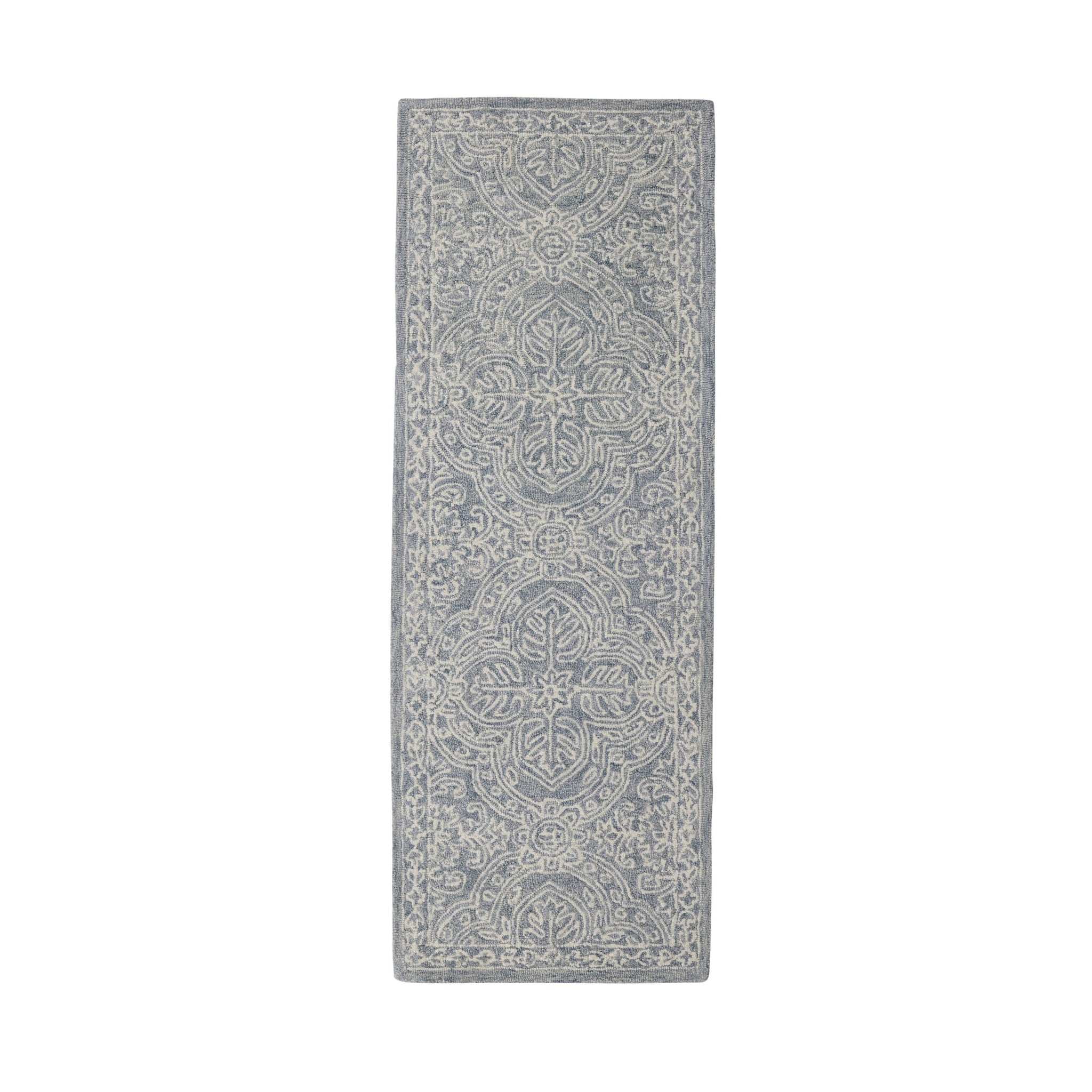 Henna Handtufted NZ Wool Runner Blue 70x200cm