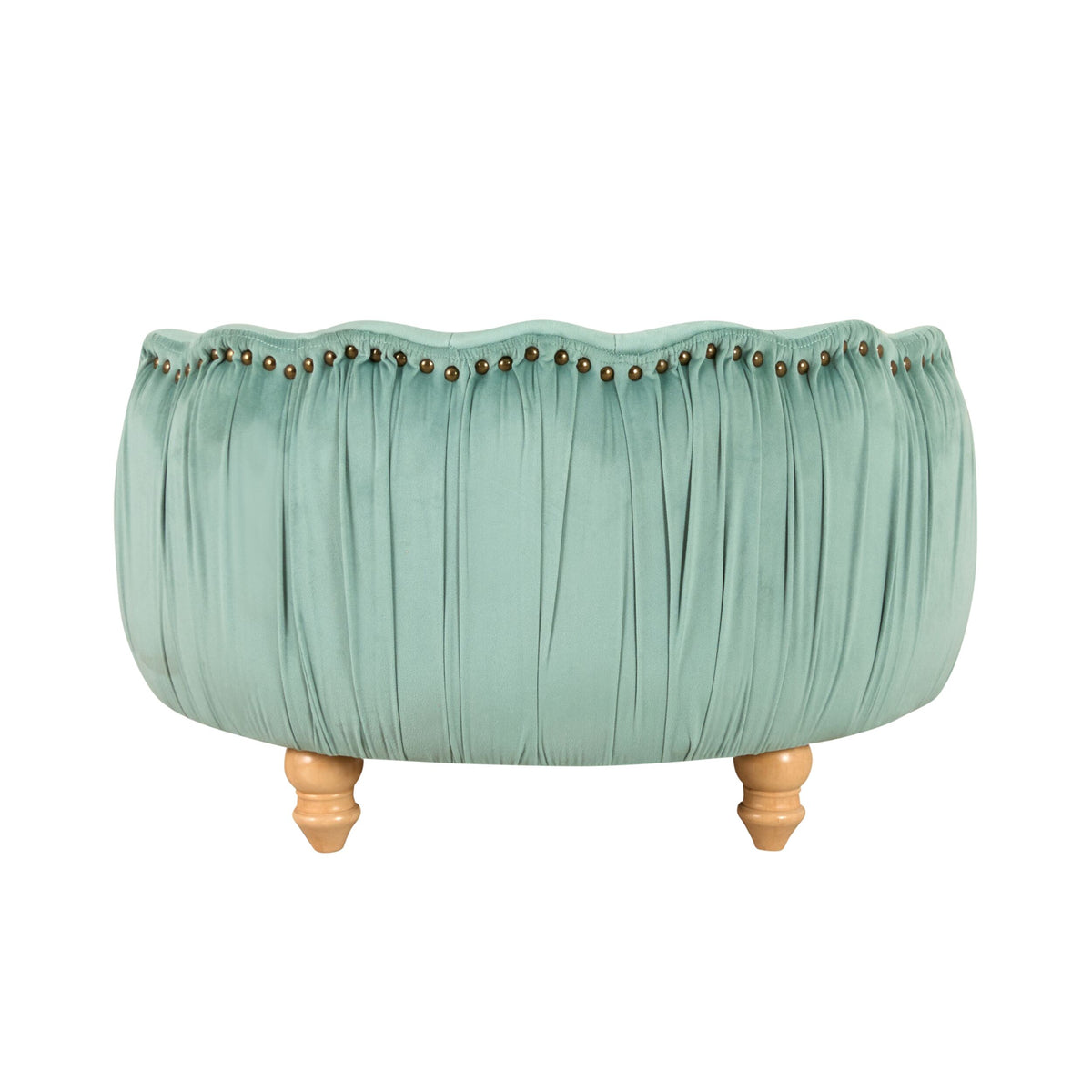 Antoinette Rouched Velvet Pet Bed Seafoam