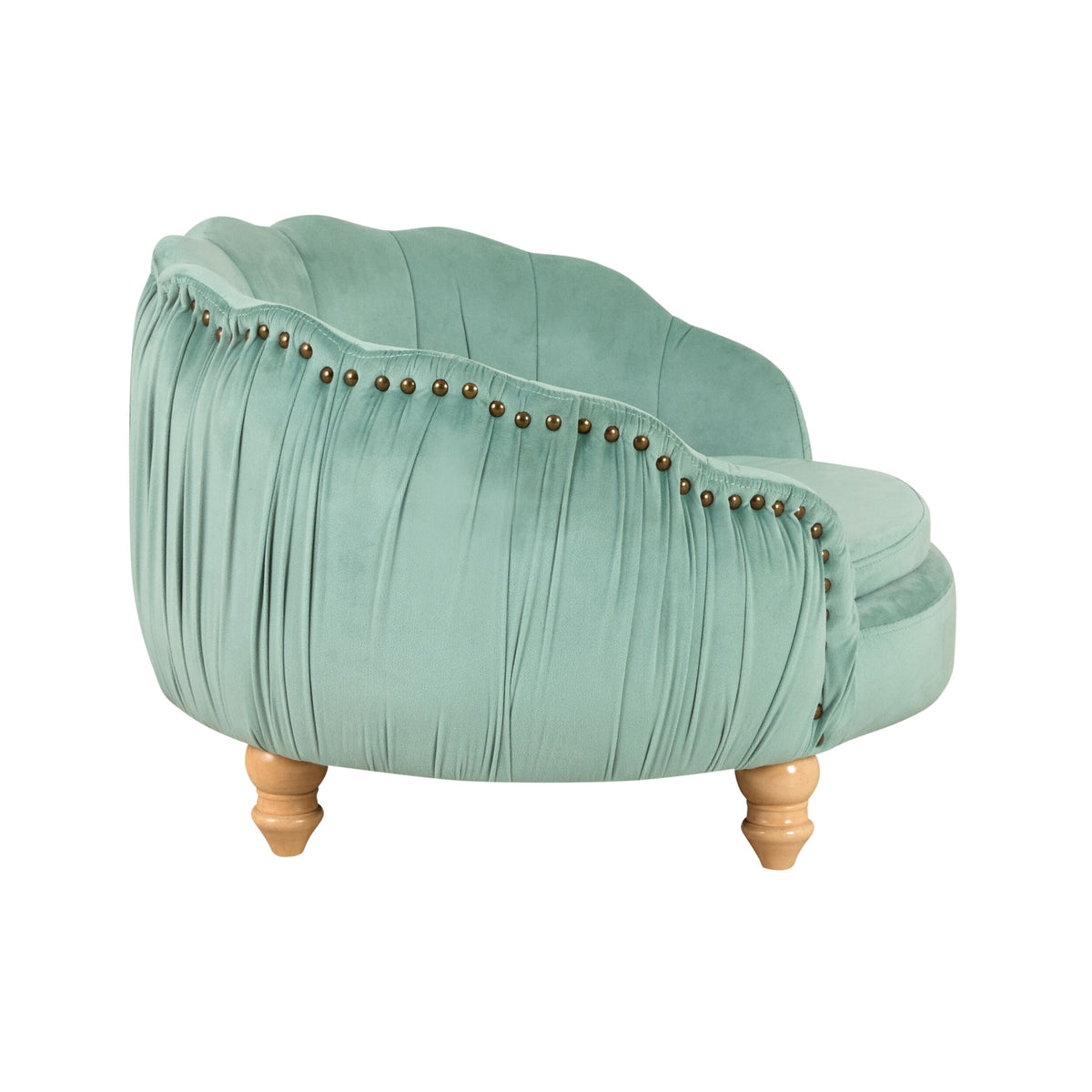 Antoinette Rouched Velvet Pet Bed Seafoam