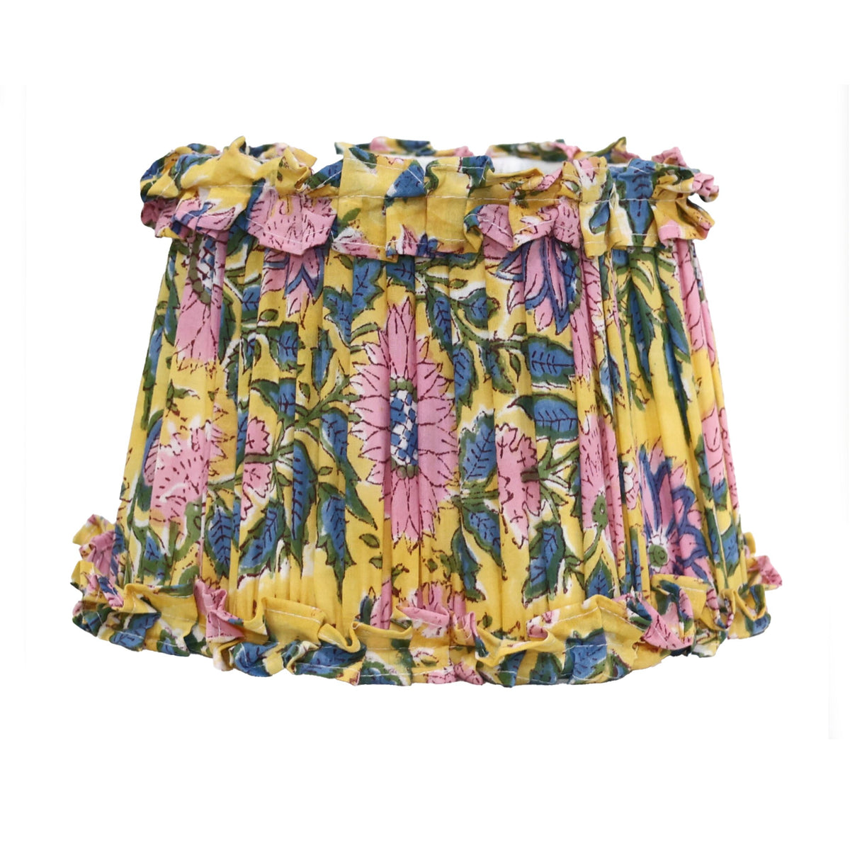 Loni Scallop Tapered Shade Mustard Floral 25cm