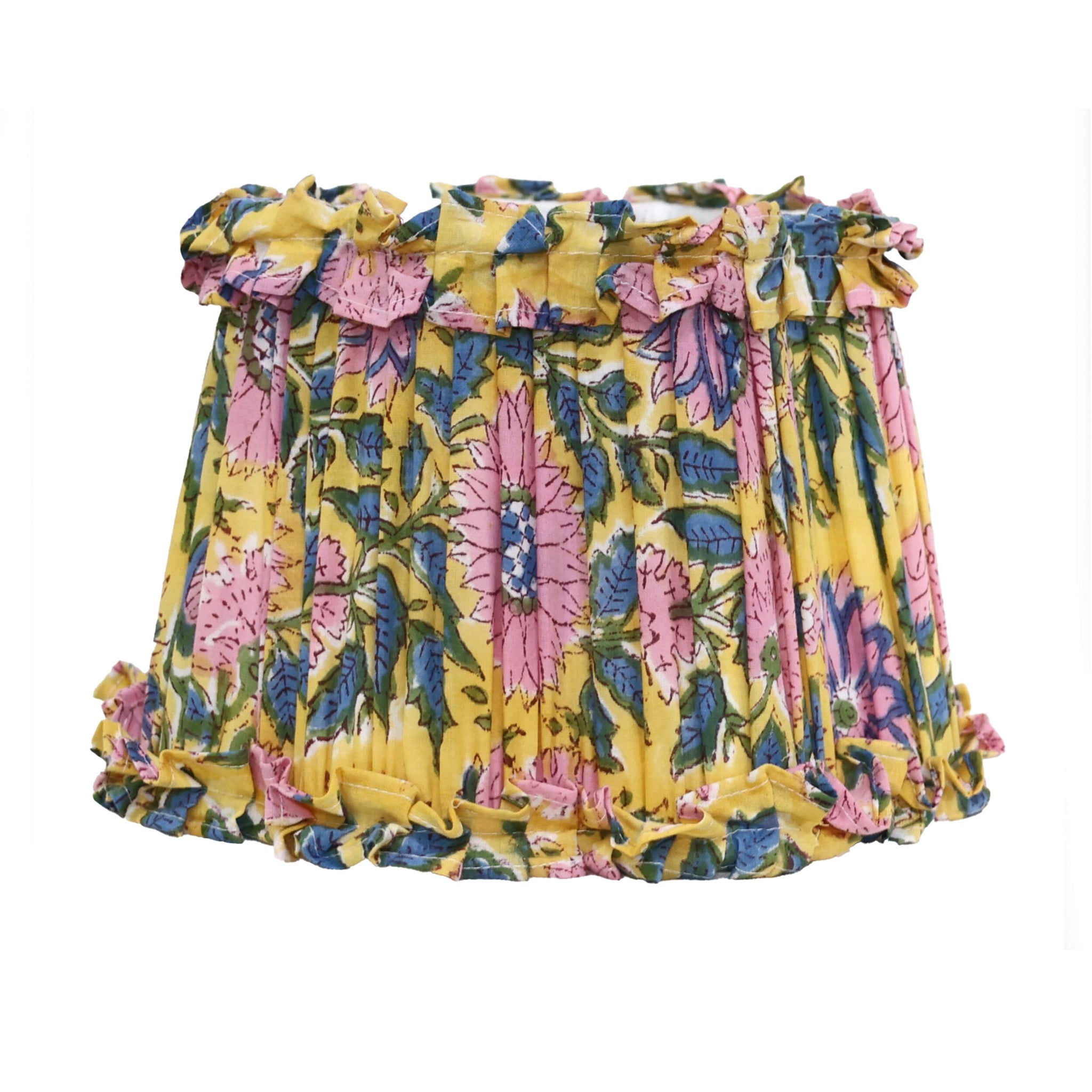 Loni Scallop Tapered Shade Mustard Floral 25cm