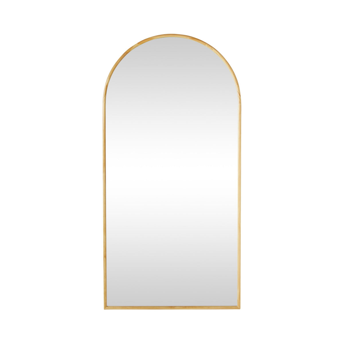 Natural Wooden Arched Floor Mirror 90x180cm