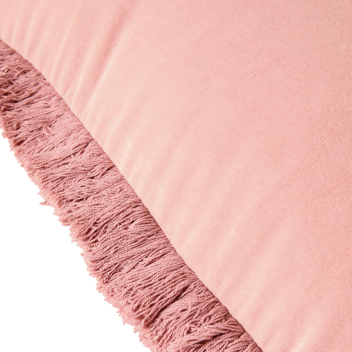 Casa Fringed Velvet Cushion Soft Pink 50x50cm
